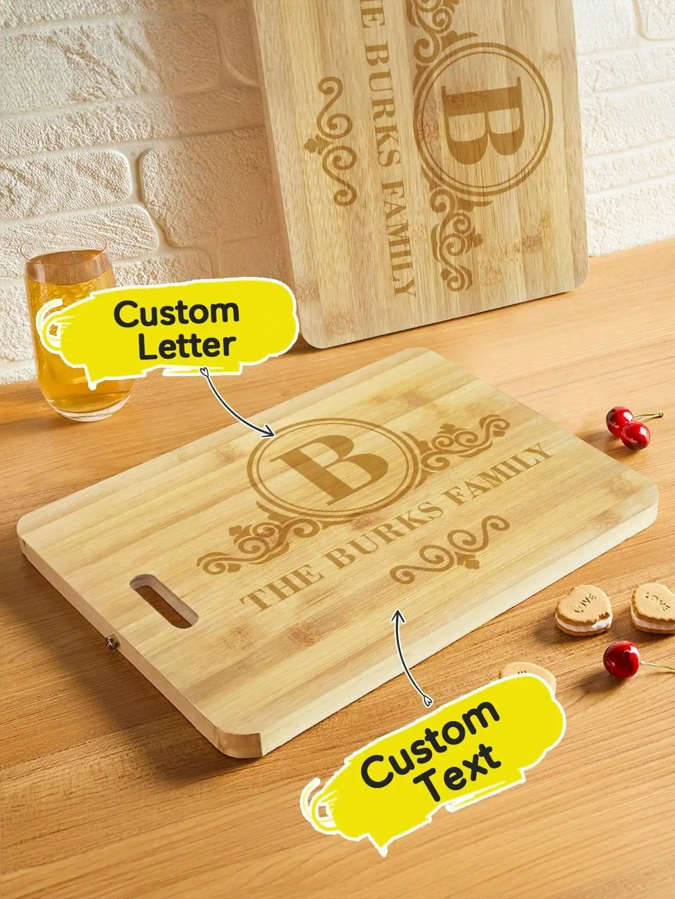

Custom Name Wooden Cutting Board Reversible Mold-Proof Durable Gift for Christmas & Housewarming