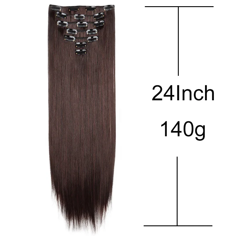 WIGSIN Extensiones de Cabello Sintético Largo Lacio de 24 Pulgadas, 7 Piezas por Set, 16 Clips, Negro y Rubio para Mujer 2