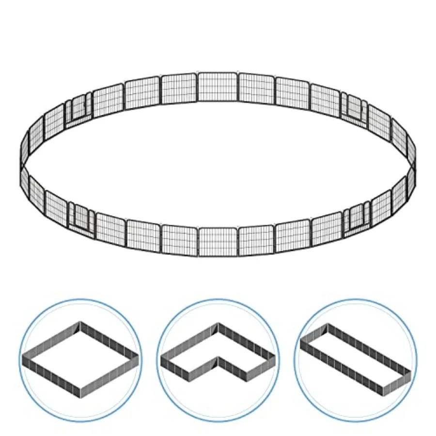 

Foldable Outdoor/Indoor Pet Playpen with Gate Heavy-Duty Metal Portable Kennel in 24/32/40 Height 8/16/24/32 Panels for Large/M