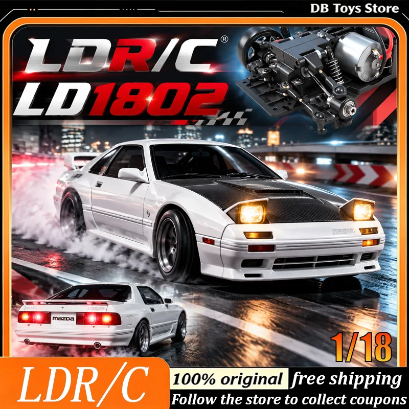LDRC LD1802 1/18 RC Drift Car Mazda RX-7 FC3S High-Speed RWD RC Model Car Christmas & Halloween Gift for Adults Premium Version