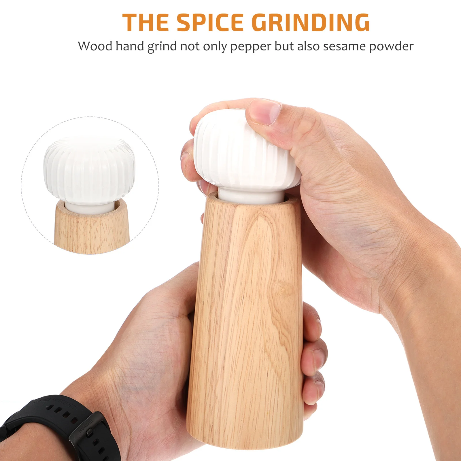 

1Pcs Wooden Pepper Grinder High-Quality Reusable Manual Mill for Grinding Salt Spices Kitchen Masher Tool