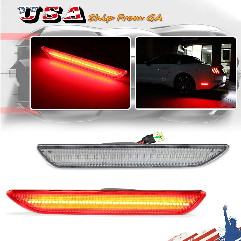 

2Pcs Car Rear Red Sidemarker Lamps for Ford Mustang 2015 2016 2017 2018 2019 2020 2021 2022 LED Fender Side Marker Lights