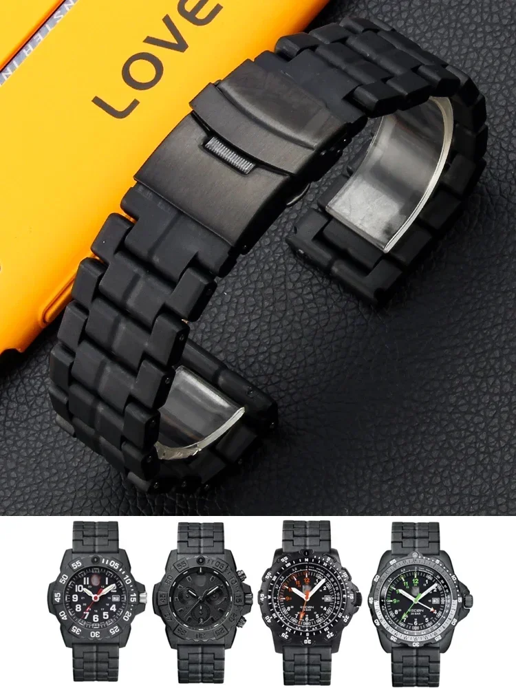 For Luminox 3051 3080 3150 8800 Plastic Steel Strap Men's Anti-Allergy Outdoor Safety Waterproof 23 mm Carbon Fiber Accessories