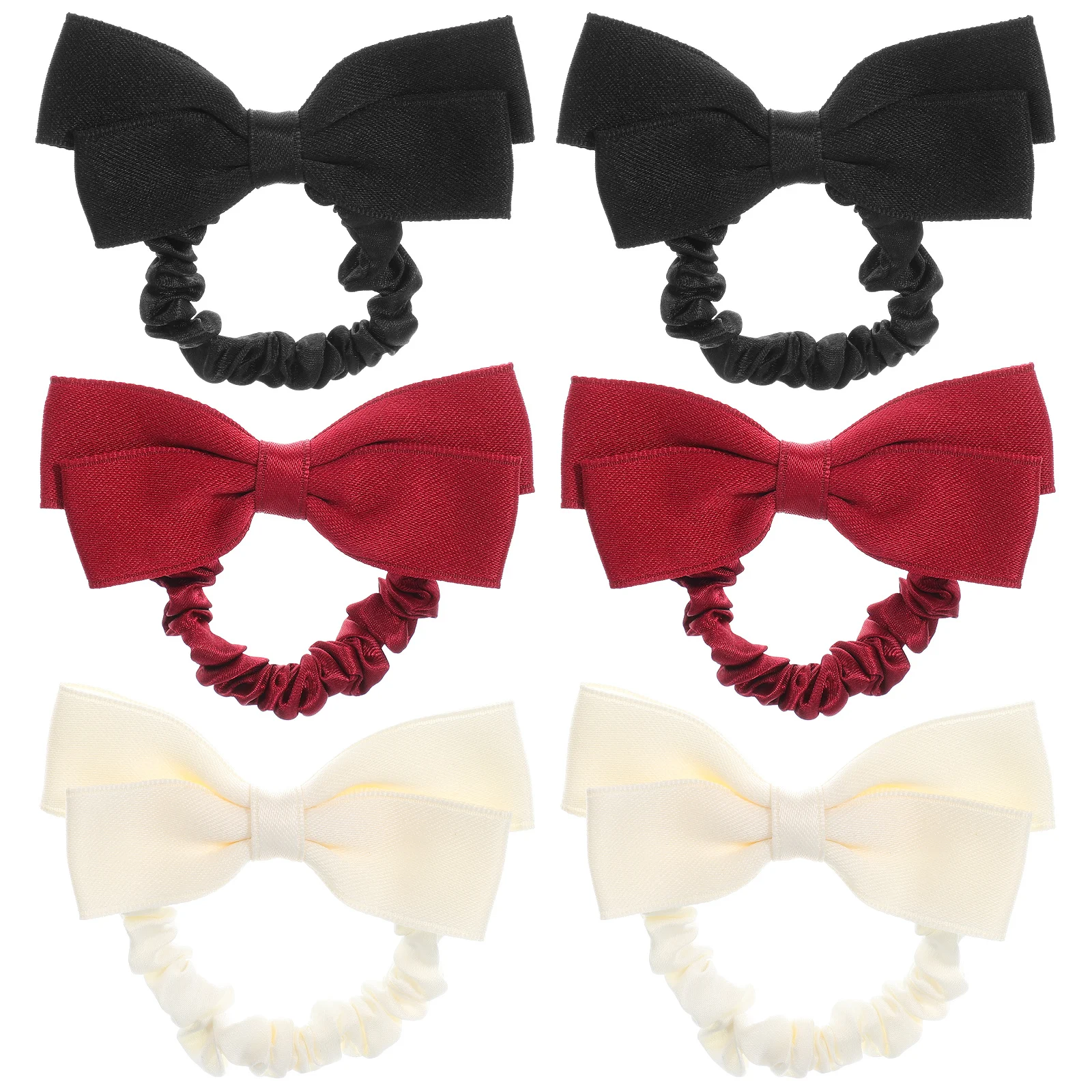 

6Pcs Bow Hair Ties Elastic Bands Stylish Bows Various Colors Versatile Hairstyles Practical Fun Accessory Hair Ties with Bows