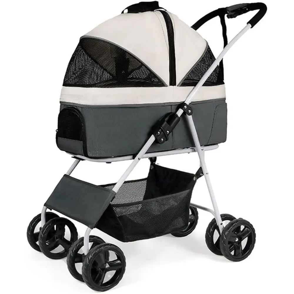 

Коляска среднего размера для собак, переноска для кошек и собак, съемная коляска светло-серого цвета