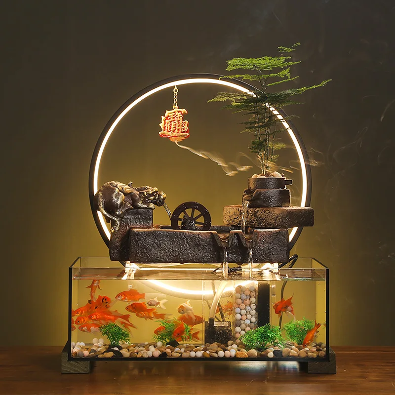 

Lucky water ornament indoor living room office decoration desktop circulating water fish tank