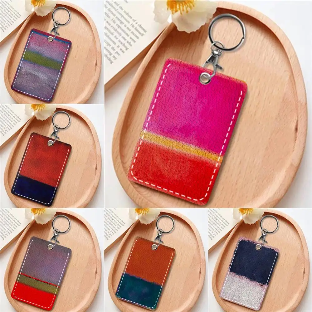 

Знаменитый абстрактный разноцветный держатель для карт Марка Ротко, подходит для кредитных карт, проездных билетов, из мягкой кожи, прямоугольный, с брелоком.