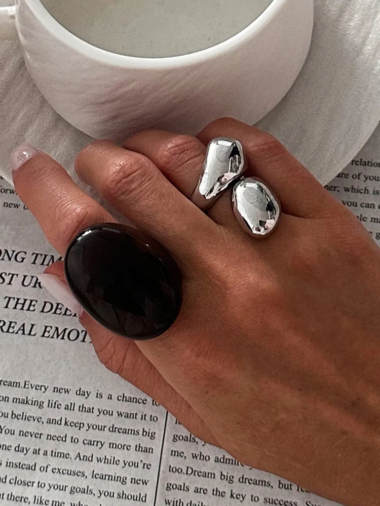 

Модный набор колец из смолы с широкой поверхностью и градиентным цветом, набор колец с металлической поверхностью в виде креста для женщин, геометрический узор