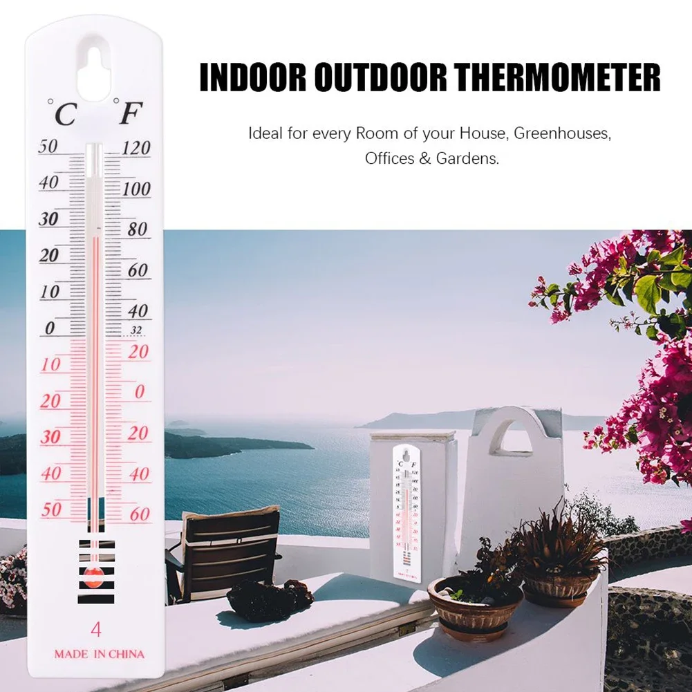 Warehouse Greenhouse Wall Thermometer Hang Temperature 195x40x6mm 2pcs Indoor Outdoor Kerosene Filled Easy Use