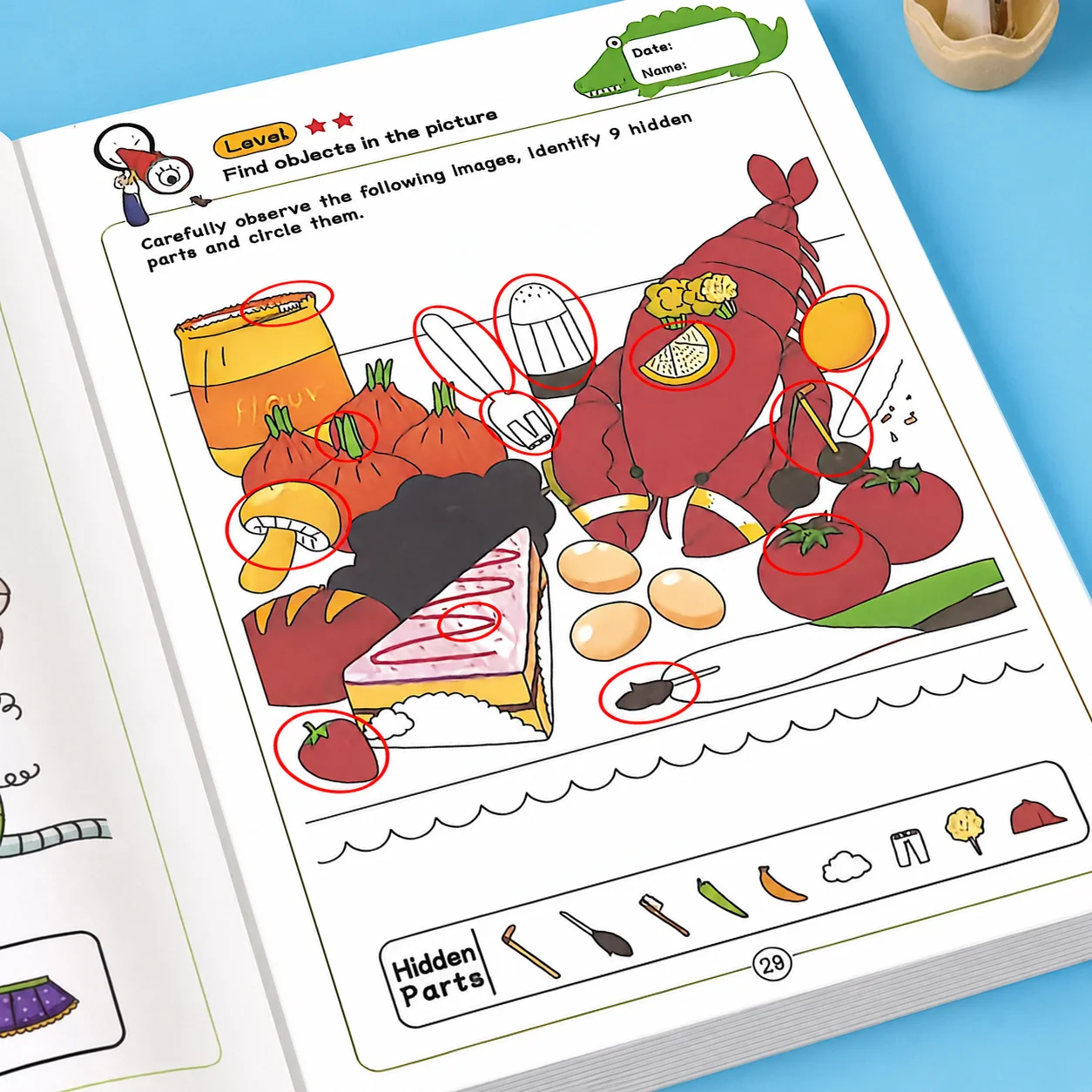 Hidden Pictures Look and Find Book 32 Pages Kids Concentration Training Fruit Themed Hidden Object Activity Book
