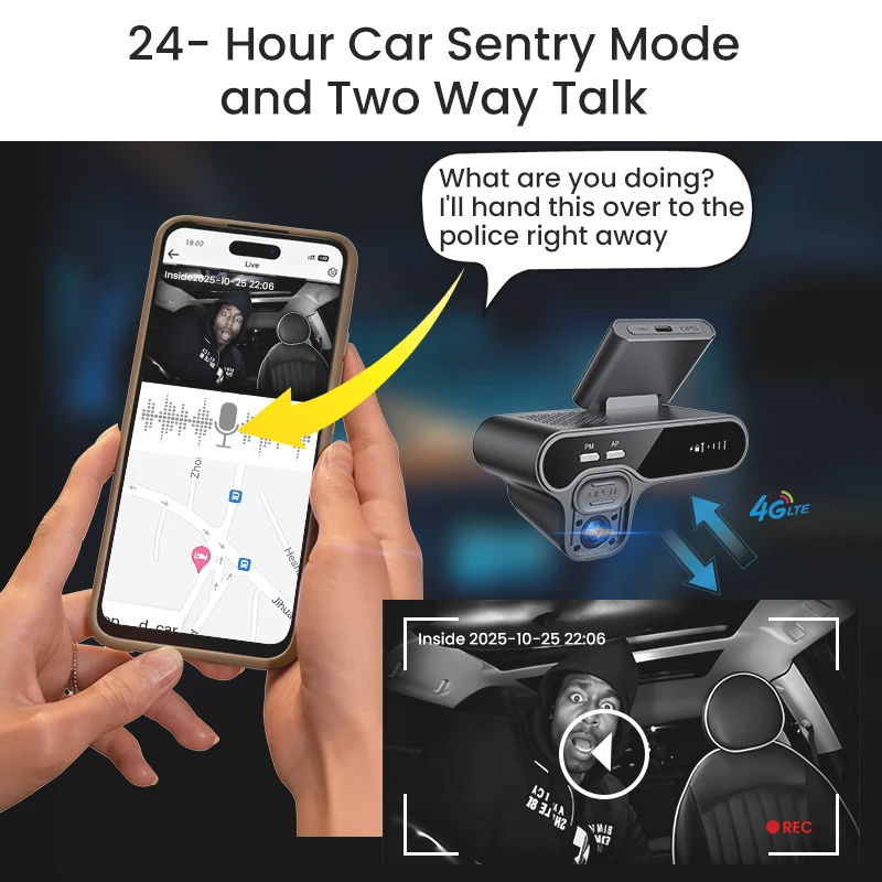 2026 4G LTE Dash Cam 2K Dual Lens Cloud DVR Motion Detection GPS Remote Live-View Infrared Night Vision Car Park Security Camera