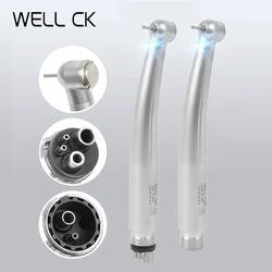 WELL CK Dental LED High Speed Handpiece 2/4 Hole Standard Head Air Turbine E-generator Integrated Push Button Triple Water Spray