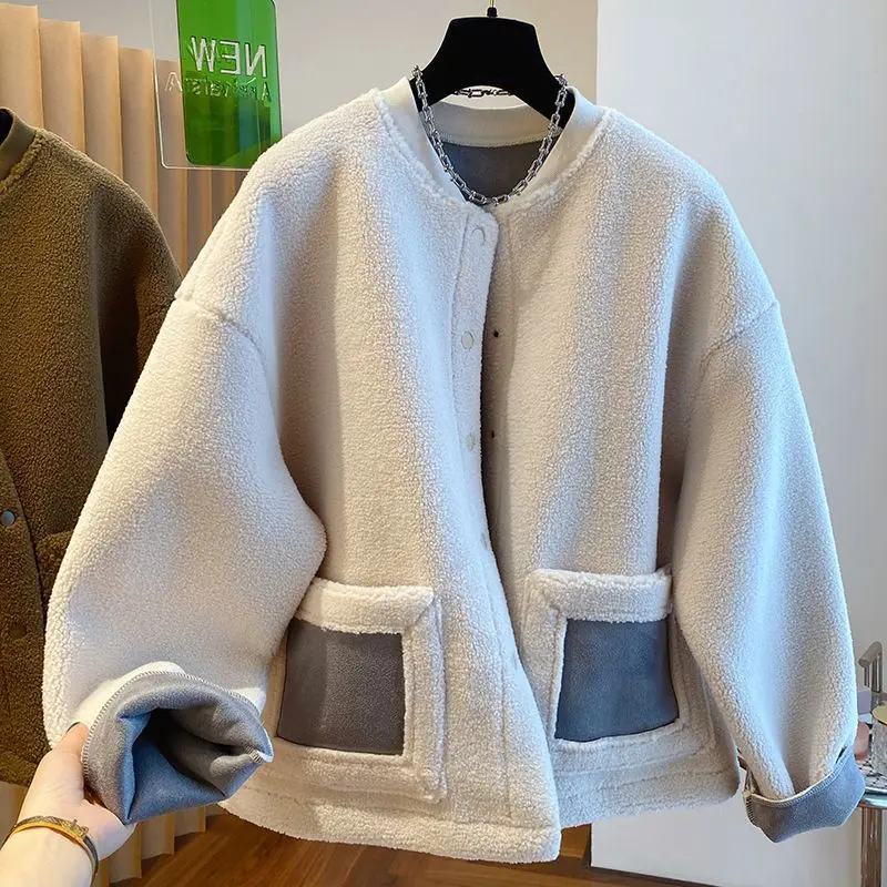 2025 New Korean Version of Loose Casual Lamb Wool Coat Women's Autumn and Winter Wear Thickened Suede Fur Integrated Top