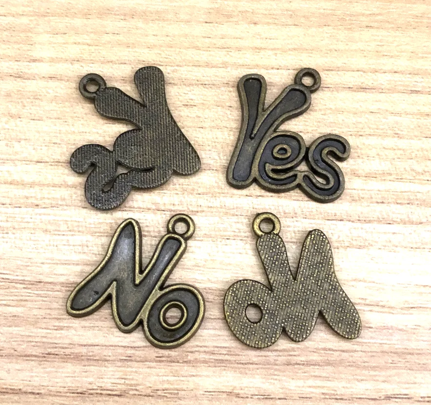 

10pcs 39*15mm "YES" design charms / 19*17mm "NO" style Alloy metal for handmade HW2890