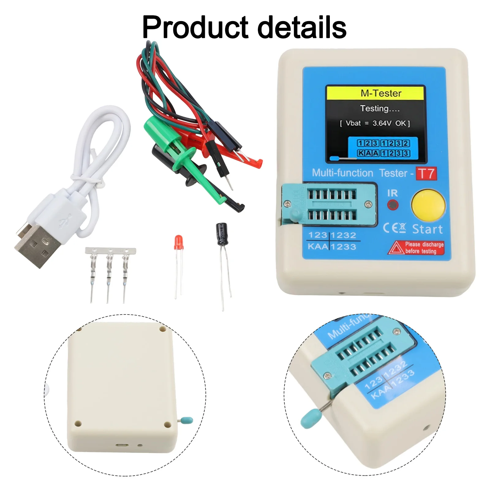 LCR-T7 Transistor Tester With 3.5 Inch TFT Screen For NPN PNP MOSFET Diode Capacitor Meter Component Analyzer Tool