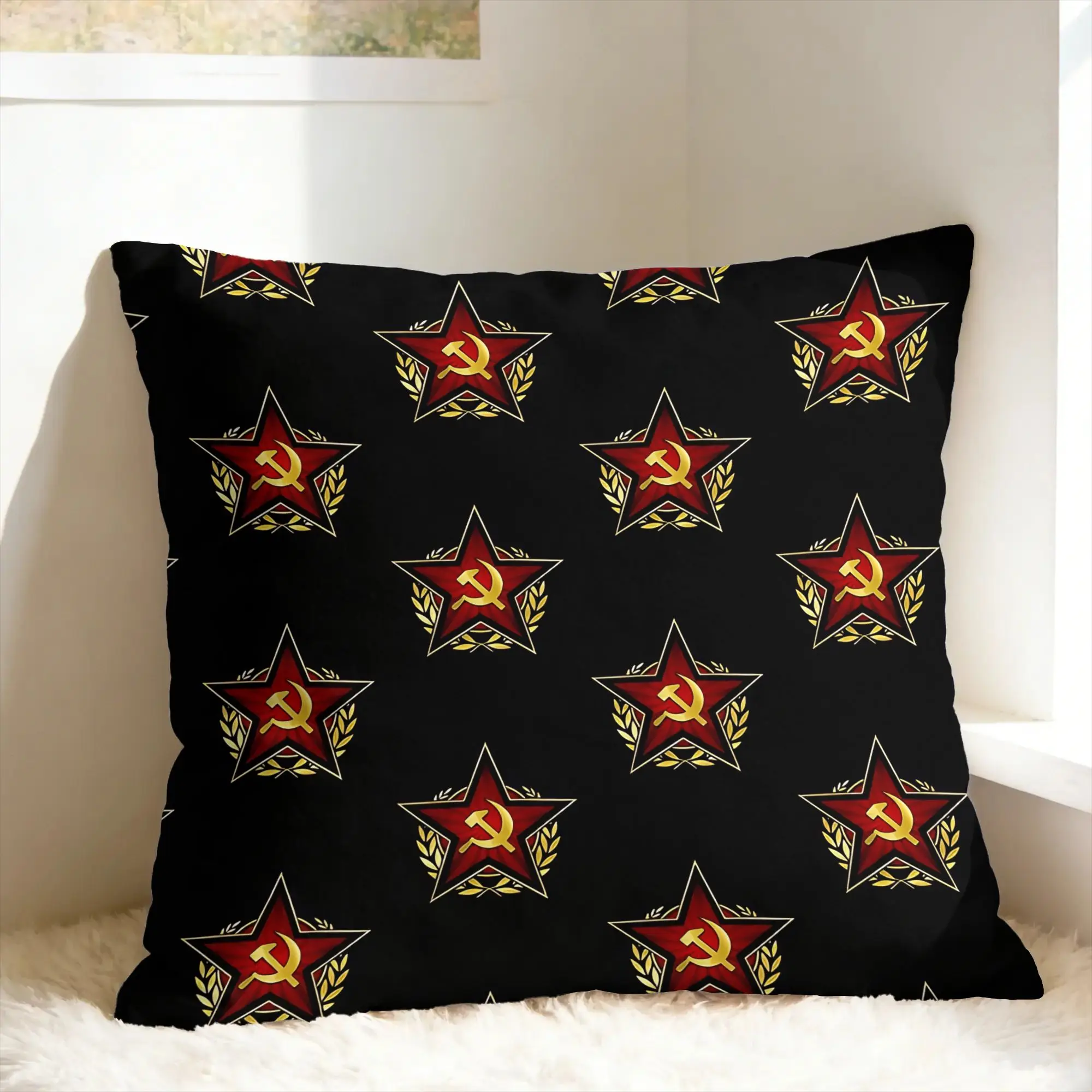 CCCP Soviet Hammer And Sickle Star Pillow Case  Custom Pillow Cover Fashion Pillowcases For Living Room Chair