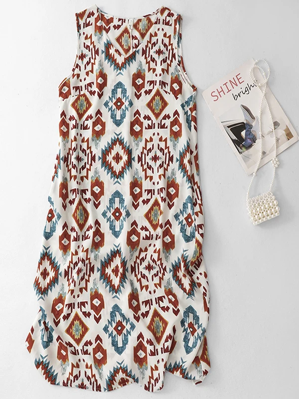 

Vacation Floral Print Sleeveless Vest Dress Beach Style Ageless High-End Feeling Summer Long Skirt for Women in Their 30s