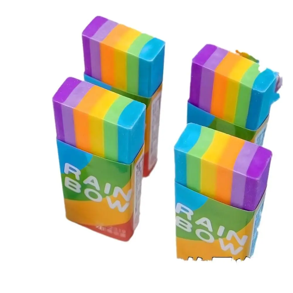 30pcs Trendy Soft 2B Rainbow Eraser Suitable for Office and School Creative Error Correction Tool Colorful Cute Rubber Eraser