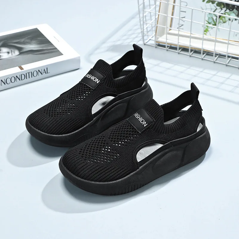 

Women's Hollow Eyelets Thick Bottom Sneakers Flat Summer Sports Outdoor Running Shoes