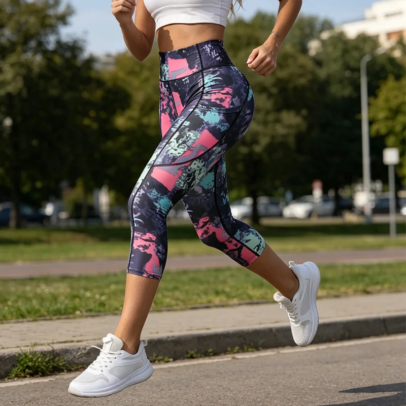 Fashionable Colorful Printed High-Waist Yoga Pants, Comfortable and Skin-Friendly, Sports Leggings, Women's Fitness Running Pant