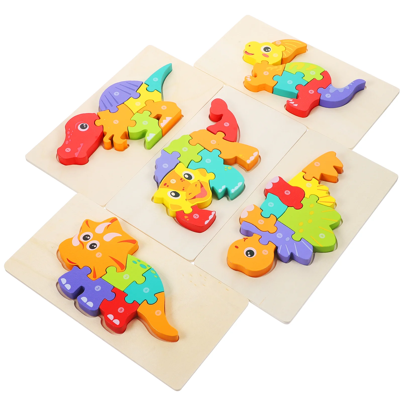 

5 Sets Toddler Educational Puzzle Toy Three-dimensional Wood Puzzles for Toddlers