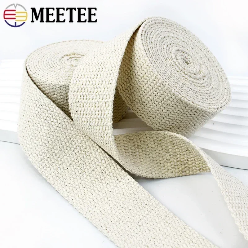 5M Meetee 20/25/30/38/50mm Cotton Webbing Polyester Bag Strap Backpack Ribbon Binding Tape Decor Belt DIY Sewing Accessories