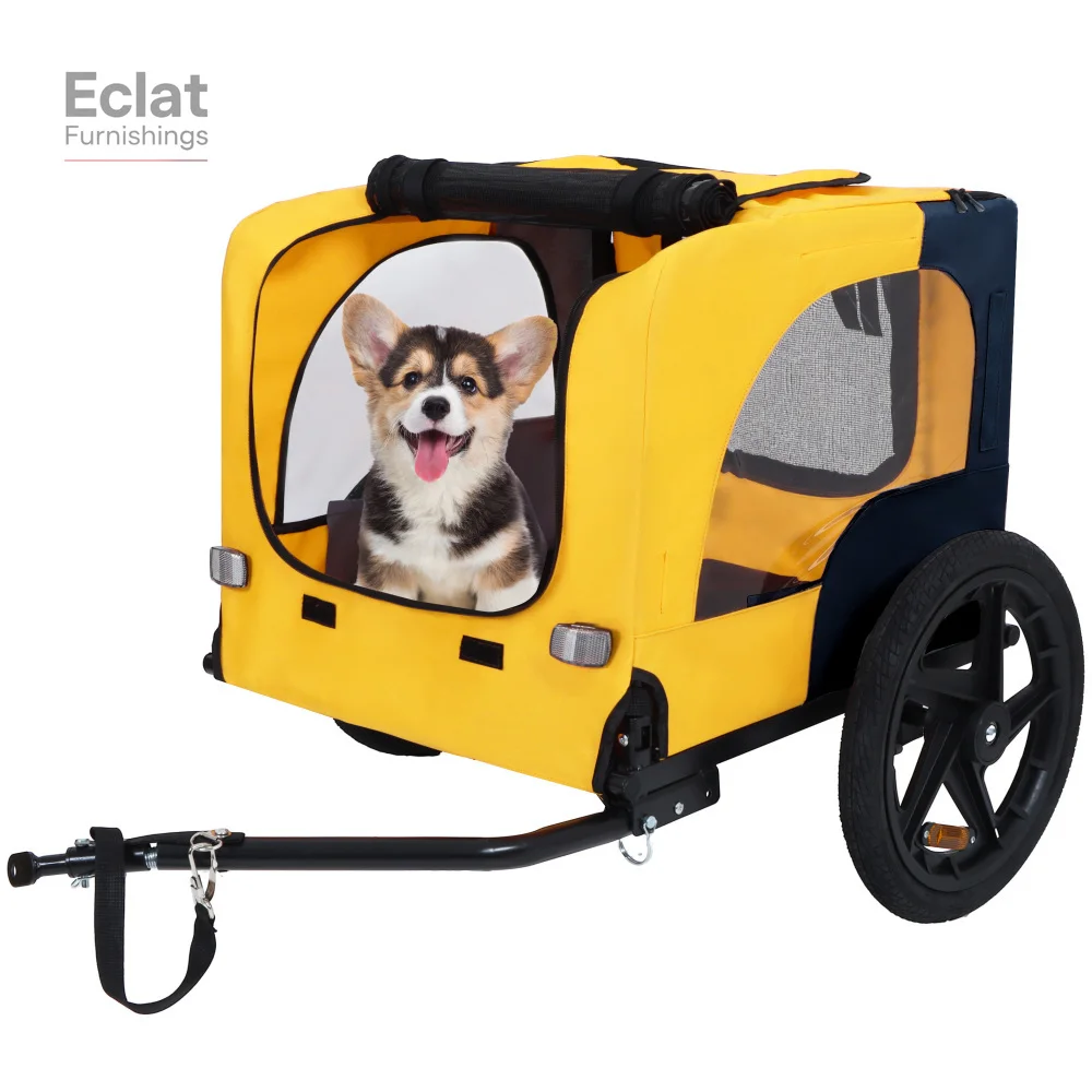 

Pet BikeTrailer DogCart for Bicycle,Suitable for Small and Medium Pets,EasyFolding Cart Frame,Quick ReleaseWheel,Non-Slip Floor,