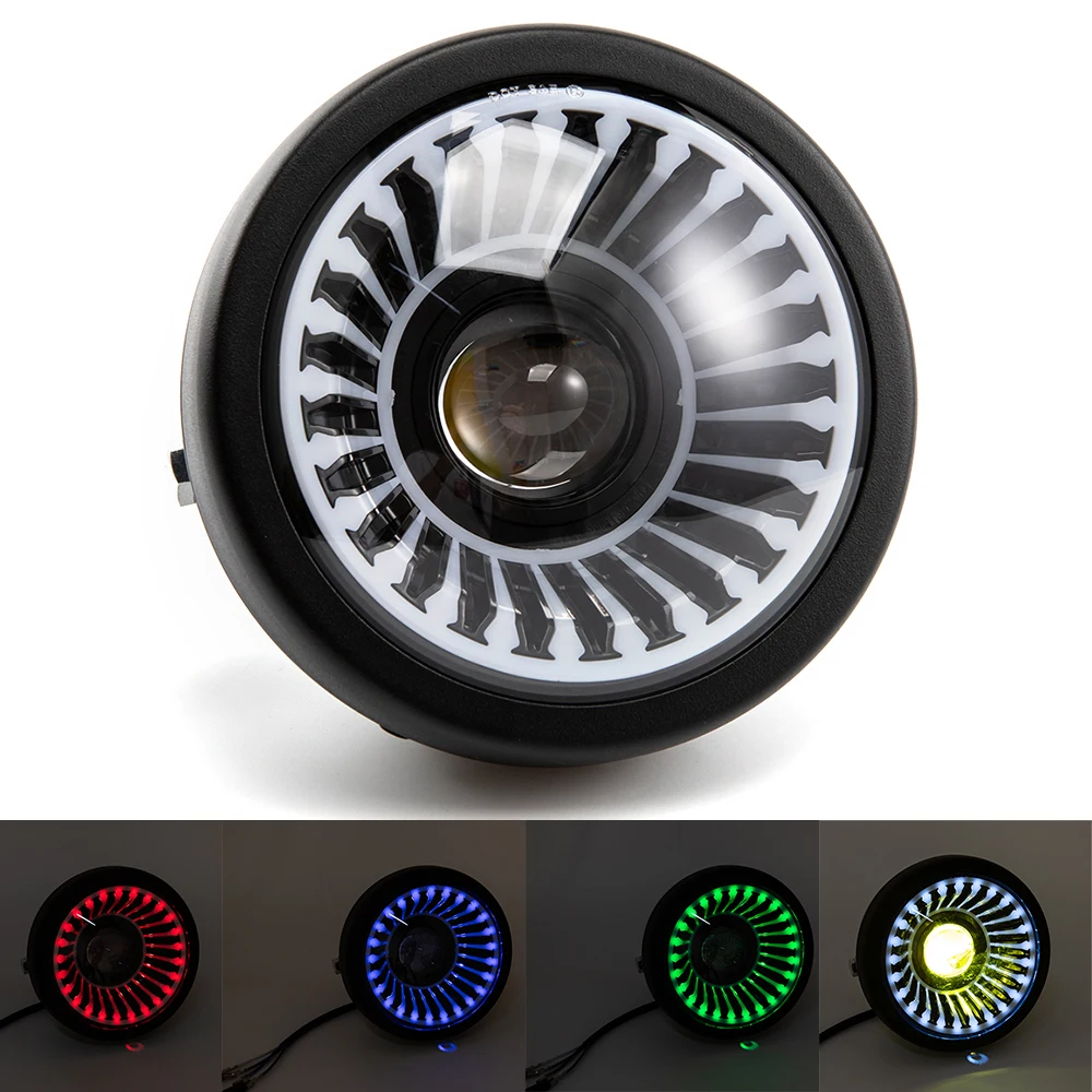 دراجة نارية 6.5 بوصة مقهى المتسابق خمر العالمي LED RGB المصباح عالية منخفضة شعاع ل هارلي سبورتر سوفتيل المروحيات مخصص