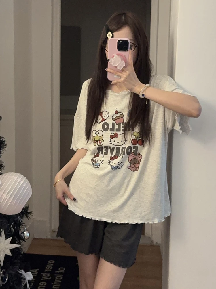 ملابس نسائية من Hellokit مع وسادة صدر مشروط صيفية جديدة ort Sve orts ملابس منزلية خارجية يمكن ارتداؤها ملابس كرتونية لطيفة... #3