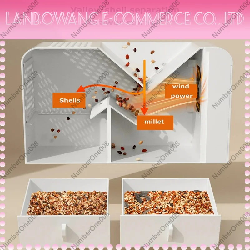 Electric Grain Winnower Machine, Seed Winnower with Adjustable Fan, Grain Blower Machine for Home Farm Use