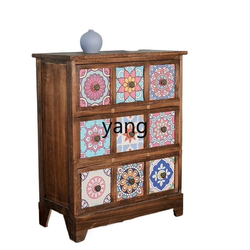 

XYY retro solid wood modern simple bedside table American pastoral multi-layer storage cabinet