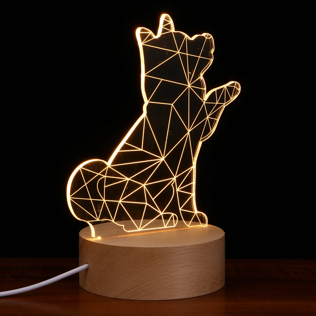 

1Pcs 3D Illusion Light Lamp Cartoon Dog Design for Room Decor USB Powered Low Power Consuming Energy Saving