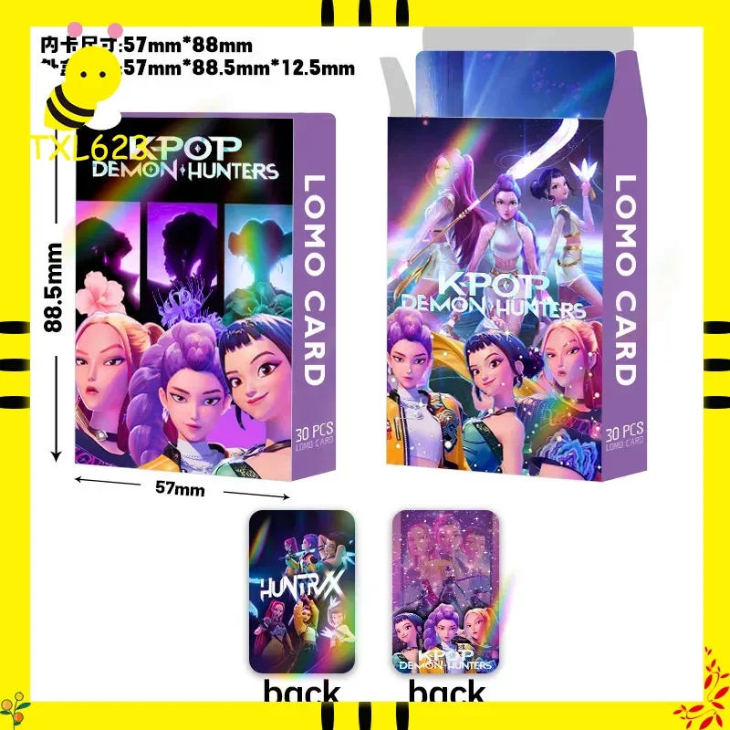 

Kpop Demon Hunters Laser Flash Card Game — двухсторонние аниме-коллекционные карты памяти, 30 шт., размер Lomo для фанатов и коллекционеров