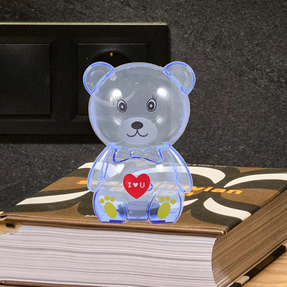3pcs Transparent Bear Piggy Bank Cute Cartoon Saving Pot For Kids Girls Desktop Coin Container Unbreakable Money Jar Bedroom
