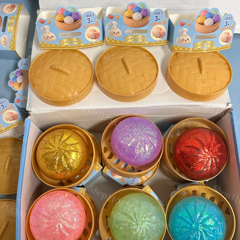 Hot Glitter Dumpling Glitter Dumpling Squishy with Box Dumplings Sensory Squeeze Toy for Stress Relief Toy Funny Creative Gift