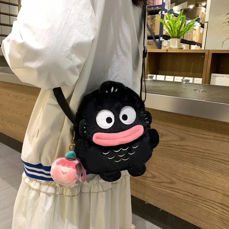 Sanrio Anime Hangyodon peluche bambola per il tempo libero borsa a tracolla da viaggio ragazze Cartoon ricezione peluche borsa Kawaii regali di compleanno