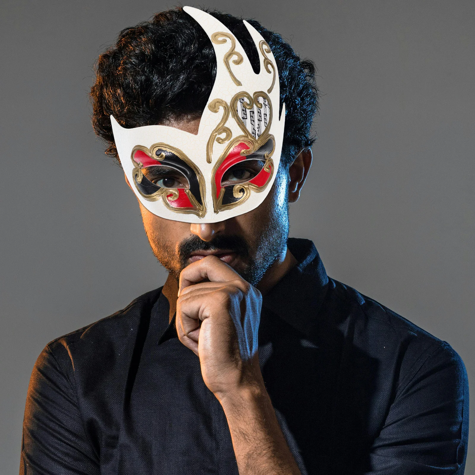 

Flame Crack Mask Red Premium Plastic Half Face For Men Masquerade Carnival Party Venetian Ball Costume Event Accessory