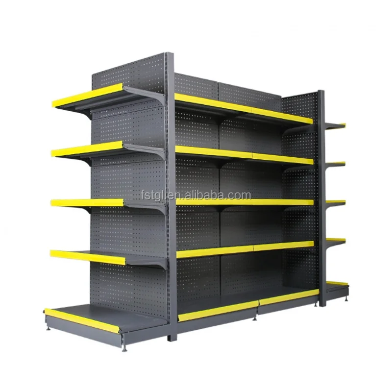 (customized)Heavy Duty Double-Sided Supermarket Shelf Metallic Rack with High Style