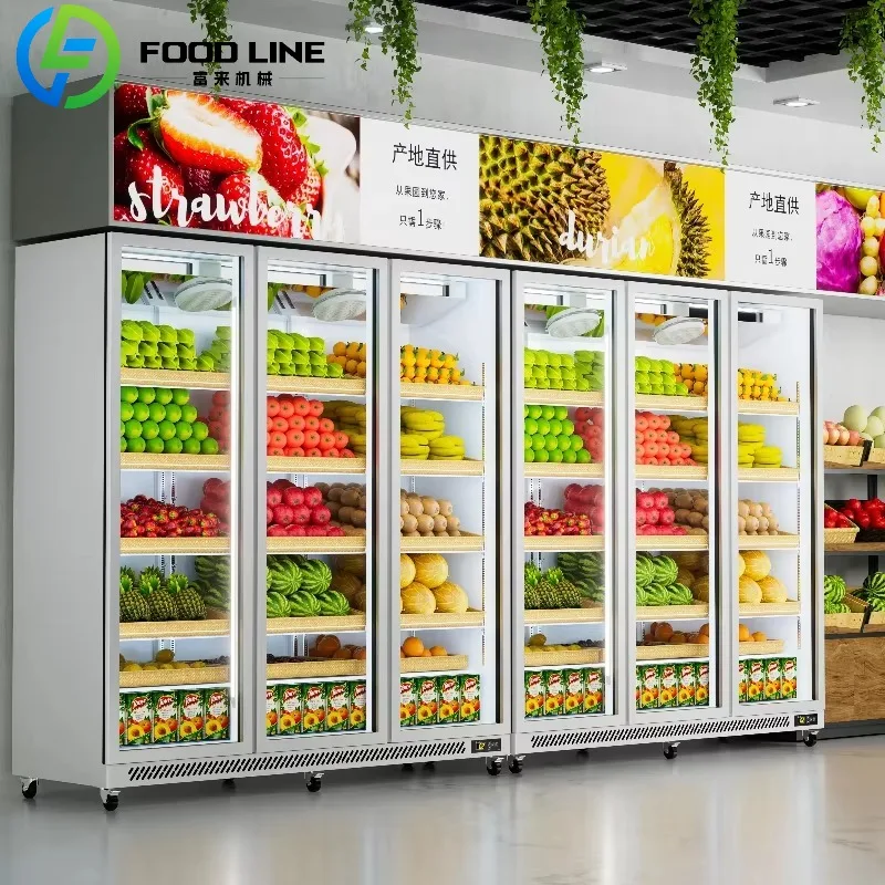 

High Quality Noise Reducing Freezer Frost Free Stand up Fridge Three Door Display Cooler Air Cooling Refrigerator for Grocery
