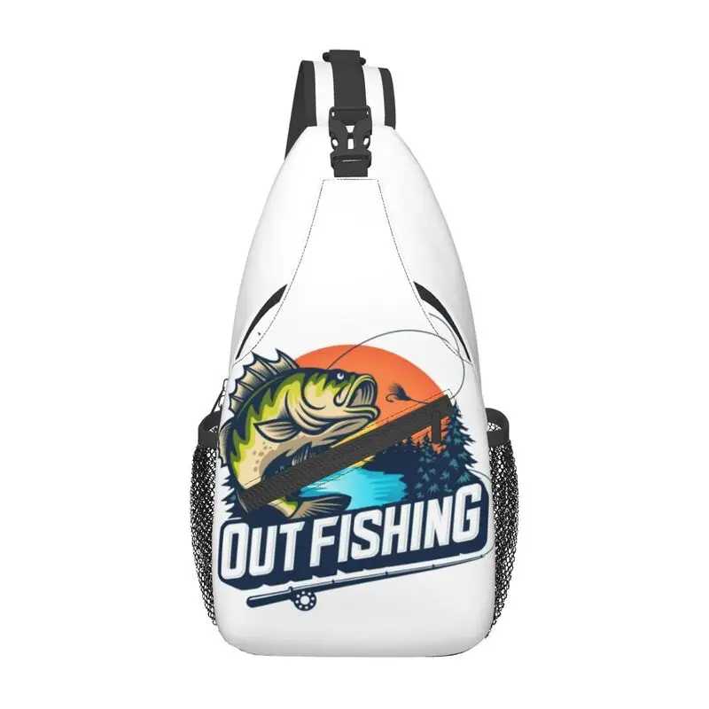 Mochila cruzada con eslinga de pesca para hombres, bolsos de pecho de hombro de pescador de pescado para senderismo