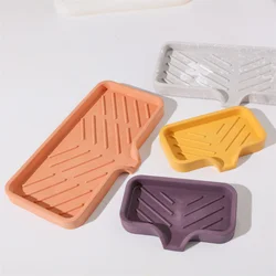 Boowan Nicole Self Draining Soap Dish Silicone Molds for Concrete Soap Holder Tray with Drainage Channel Cement Soap Saver Mould