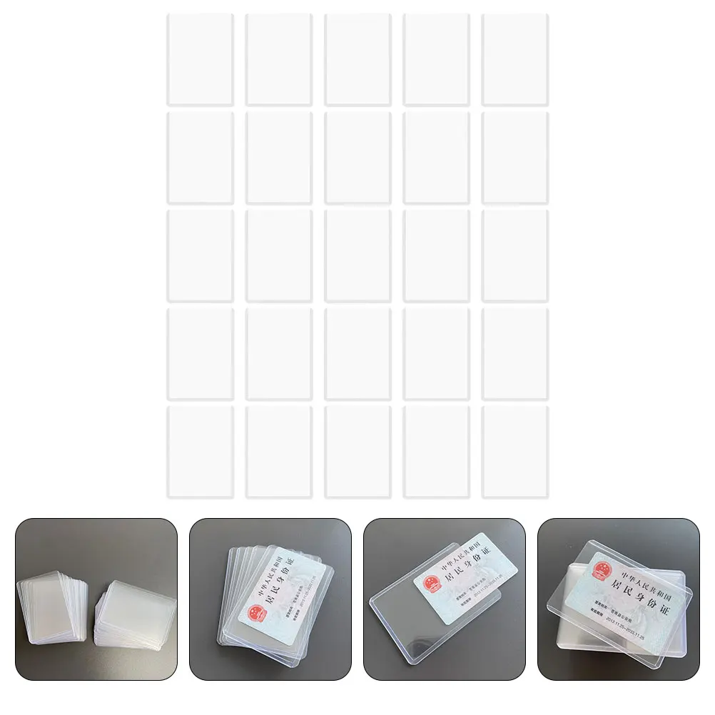 

25pcs Protective Sleeves Clear Trading Cards Sleeves PVC 97x64mm White Trading Game Playing Storage Covers Hard Plastic