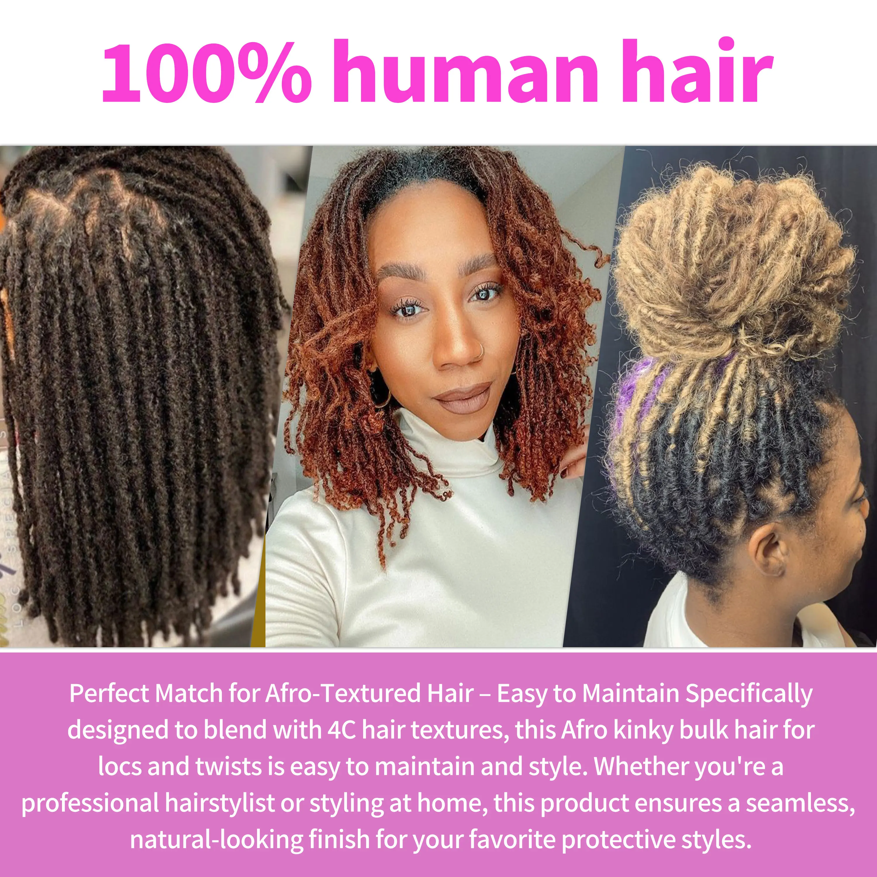 Wholesale Virgin Hair Afro Kinky 100% Human Hair Pre-Stretched Braiding Hair Bulk Remy Braiding for Natural DreadLocks