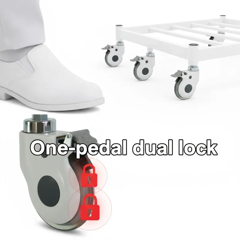 1 Pc - 4-inch TPU/PU Medical Swivel/Brake Caster  (M12/M14 Threaded Stem or Top Plate) Silent Medical Cart Caster / Swivel Wheel