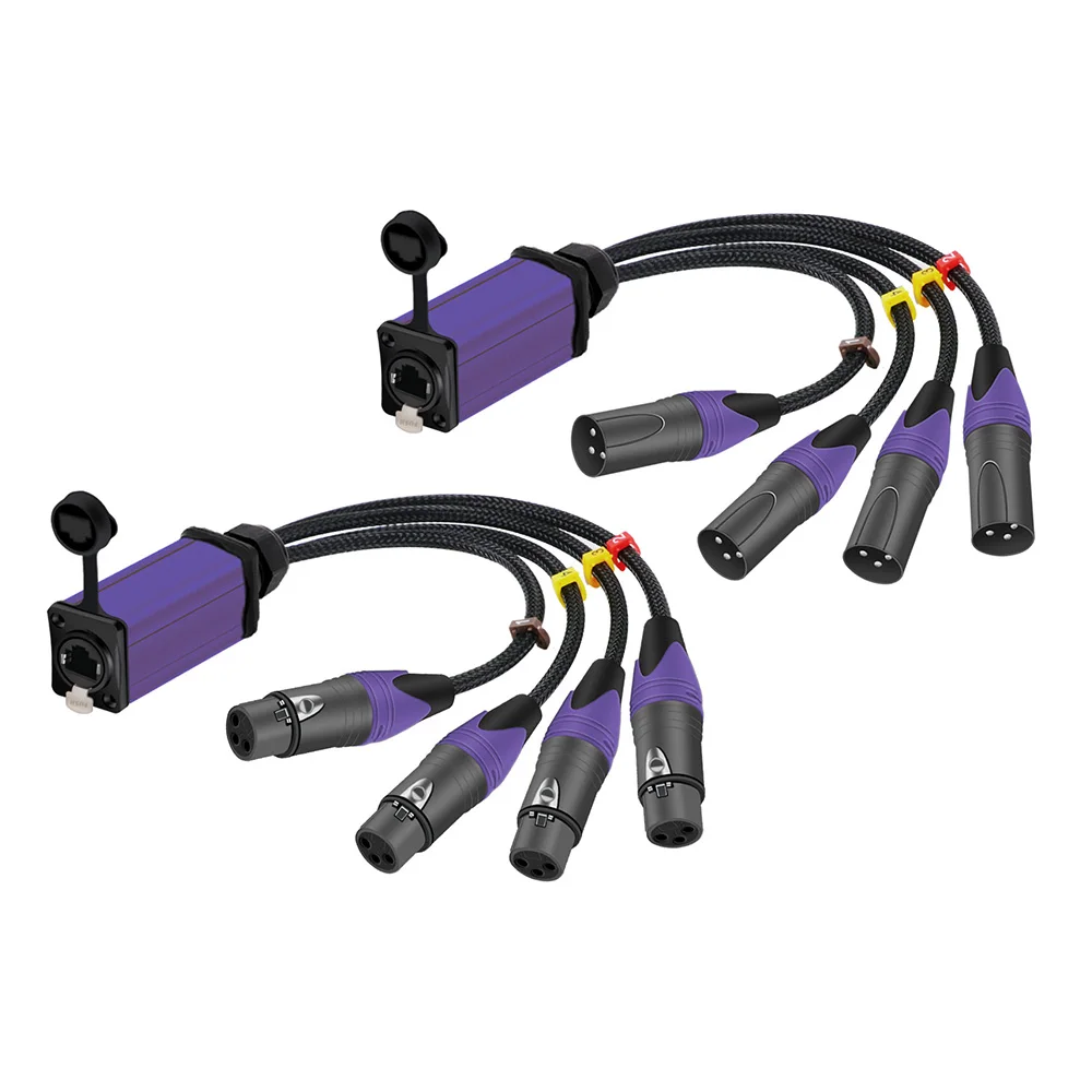 1 paire d'extension multi-réseaux STP RJ45 Cat5/6 à 4 canaux XLR 3 broches pour ​ Audio de scène en direct, son, éclairage, studio d'enregistrement audio