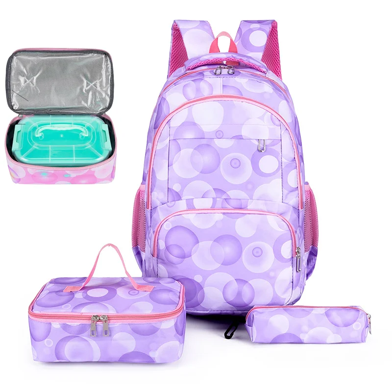 3 Pcs Kids School Backpcak Children School Bags Set Girls Primary Backpack with Lunch Bag Schoolbag Book Bag Kids Mochilas