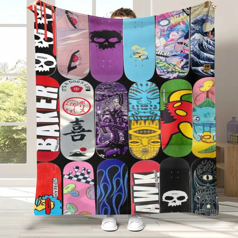 Boardsport Logo E-Element Skateboards Soft Flannel Throw Blanket,Cozy Blanket for Bed,Sofa,Living Room,Picnic,Camping,Home Decor