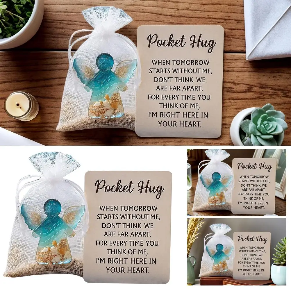 1-3Pcs New With Card Angel Pocket Hug Gifts  Sentimental Encouragement Mini Resin Angel Hug Card Cute Pocket Hug Birthday Gift