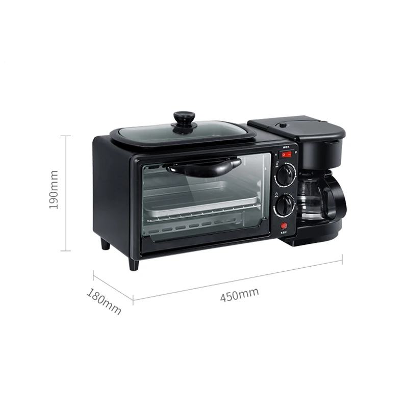 Electric Oven 3 in 1 Breakfast Making Machine Multifunction Drip Coffee Maker Household Bread Pizza Frying Pan Toaster Sonifer