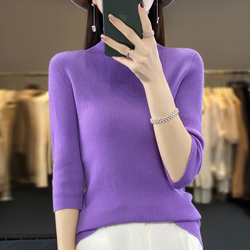 

2024 New Fashion Autumn And Winter Soft Warm Priming Sweaters Women 100% Wool Knitwears Female Woolen Pullovers Clothes Top